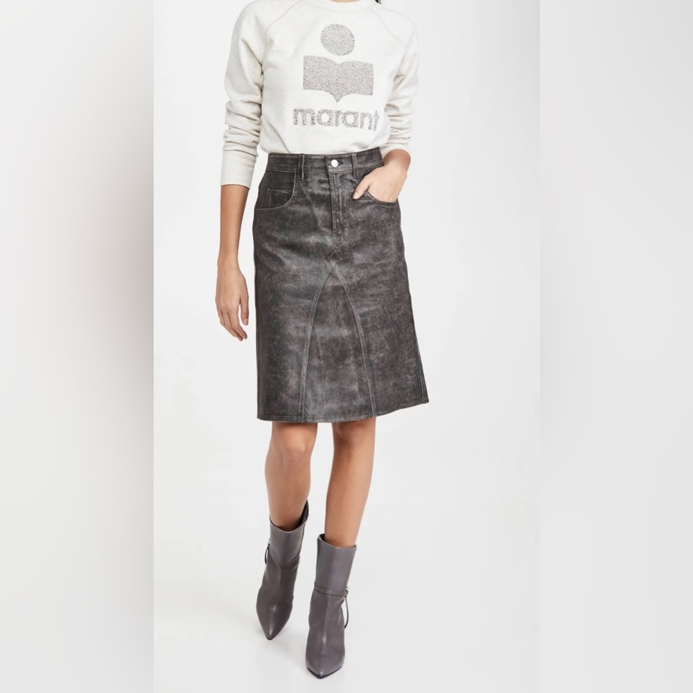 ISABEL MARANT ETOILE Fiali leather midi skirt